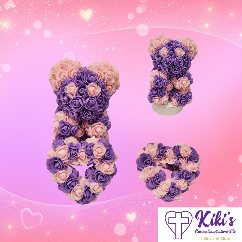 Rose Bear and Rose Heart Set - Kiki's Custom Inspirations Foam Rose Bear, foam rose heart, crafts