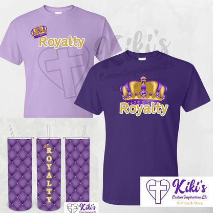 Royalty T-Shirt + Tumbler Bundle Option | Faith - Based Apparel & Drinkware in Purple & Gold - Kiki's Custom Inspirations DTF T-Shirt, Drinkware, Tumbler