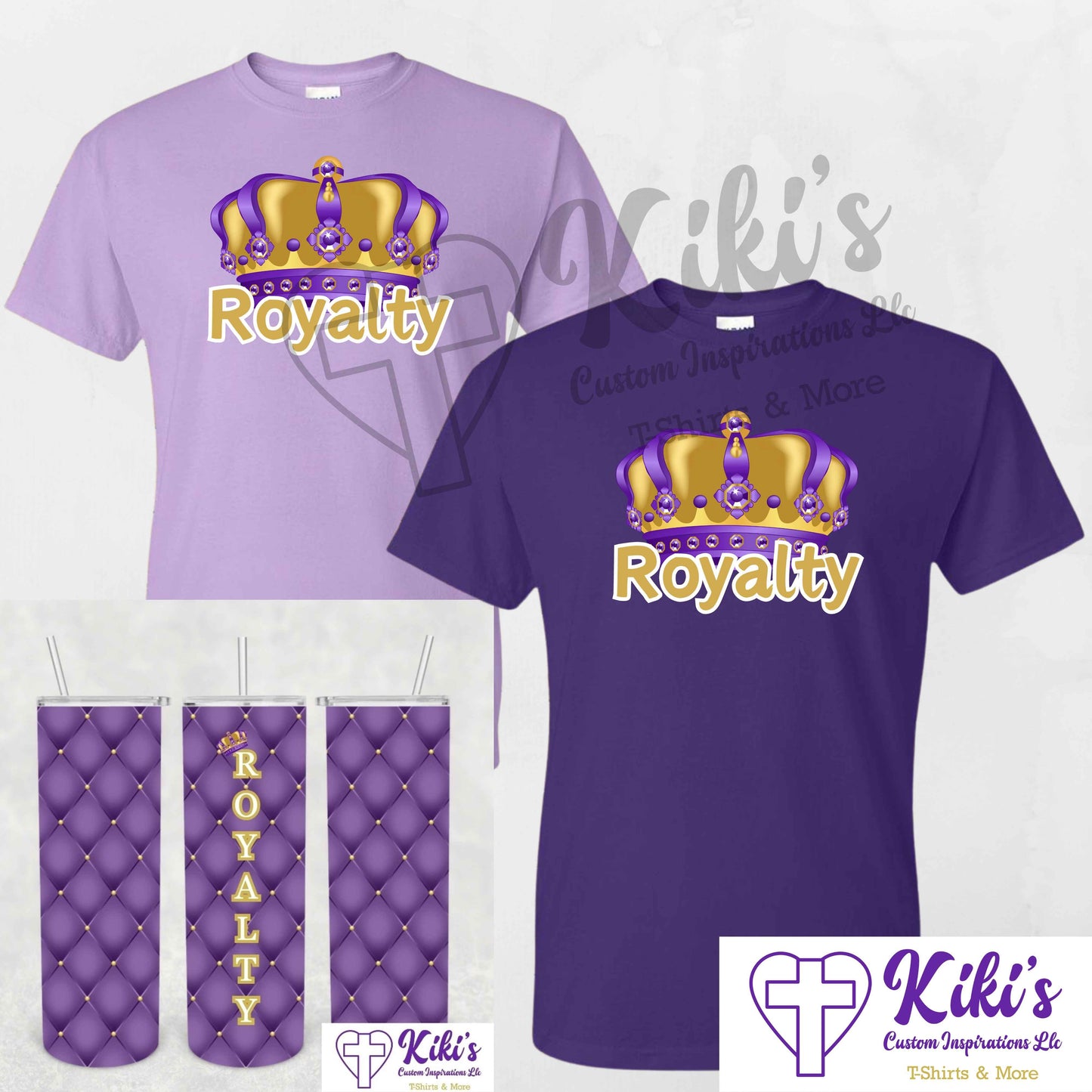 Royalty T-Shirt + Tumbler Bundle Option | Faith - Based Apparel & Drinkware in Purple & Gold - Kiki's Custom Inspirations DTF T-Shirt, Drinkware, Tumbler