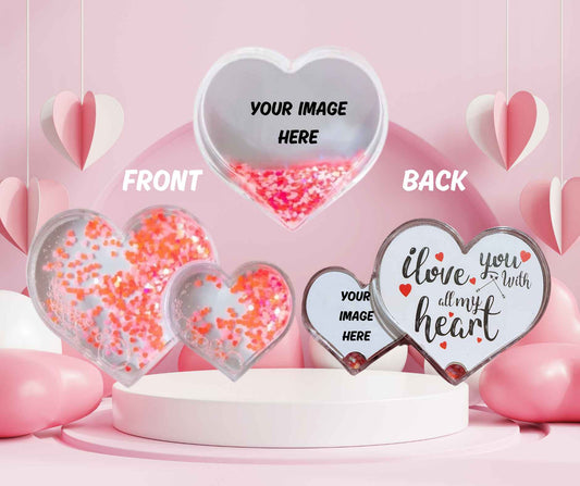 Single or Double Heart Snow Globes (with hearts) - Kiki's Custom Inspirations Snow Globes