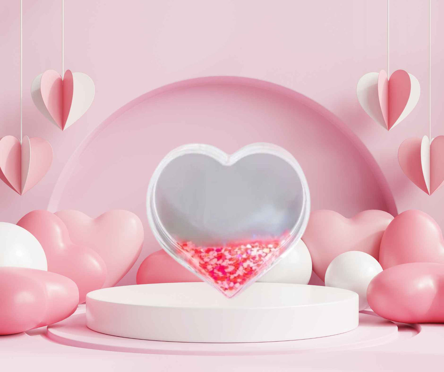 Single or Double Heart Snow Globes (with hearts)