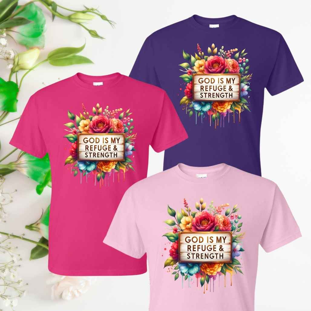 Strength (Floral) Inspirational T-Shirts - Kiki's Custom Inspirations DTF T-Shirt