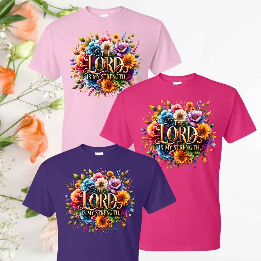 Strength (Floral) Inspirational T-Shirts - Kiki's Custom Inspirations DTF T-Shirt