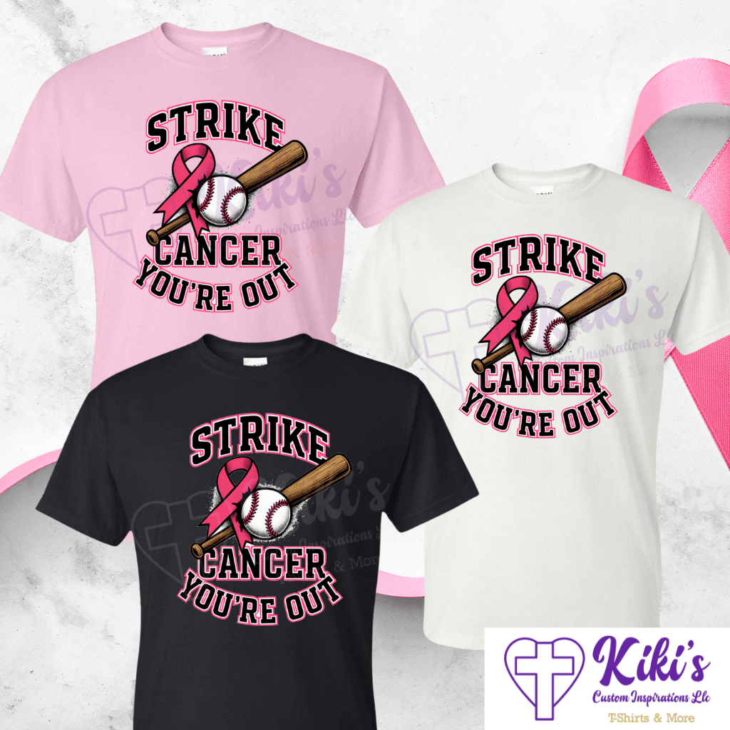 Strike—Cancer You’re Out Baseball Tee – Pink Ribbon Sports - Kiki's Custom Inspirations T-Shirt