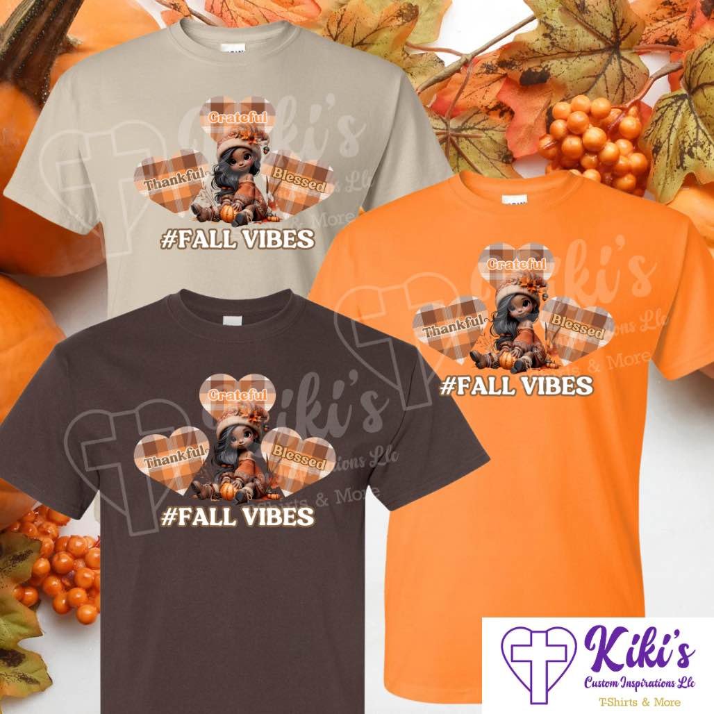 Thankful, Grateful, Blessed Gnome Girl Apparel - Kiki's Custom Inspirations DTF T-Shirt