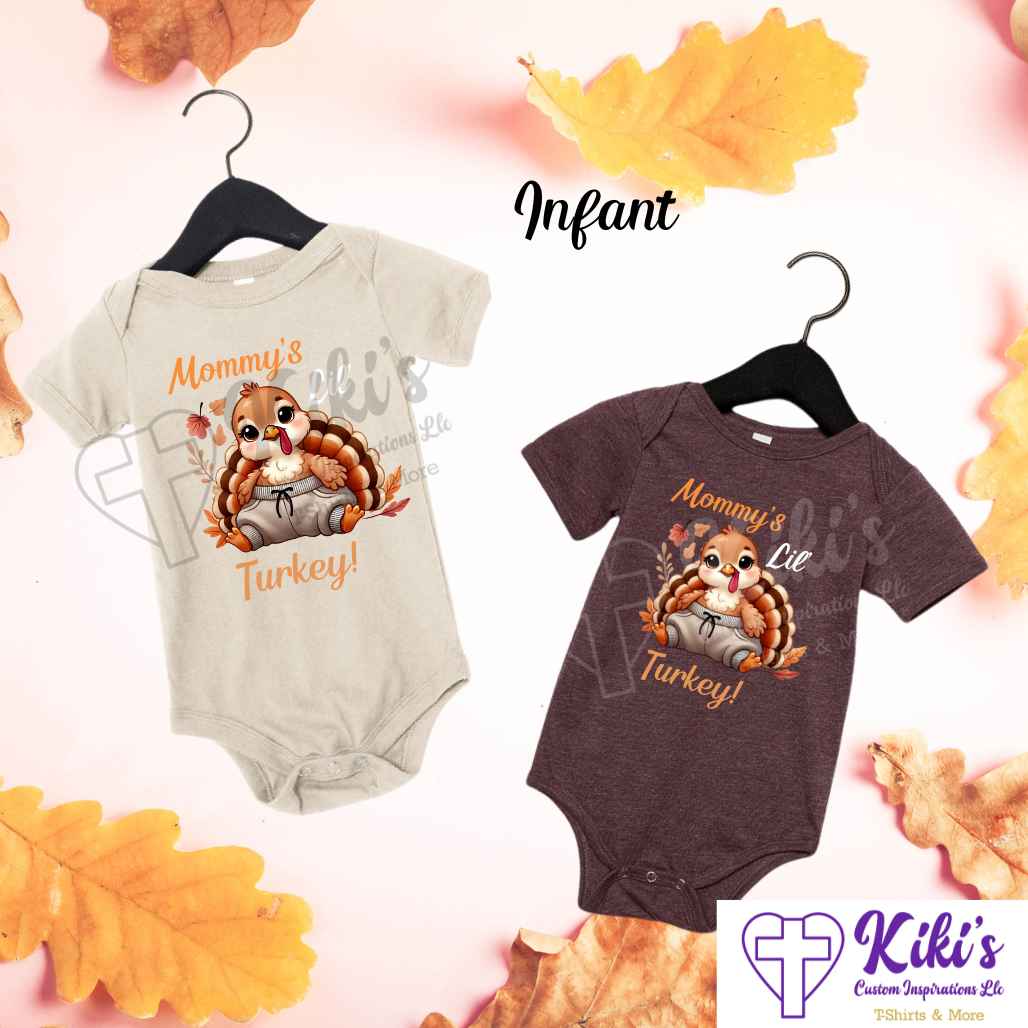 Thanksgiving Baby Onesie — Mommy’s Lil Turkey Bodysuit - Kiki's Custom Inspirations Onesie