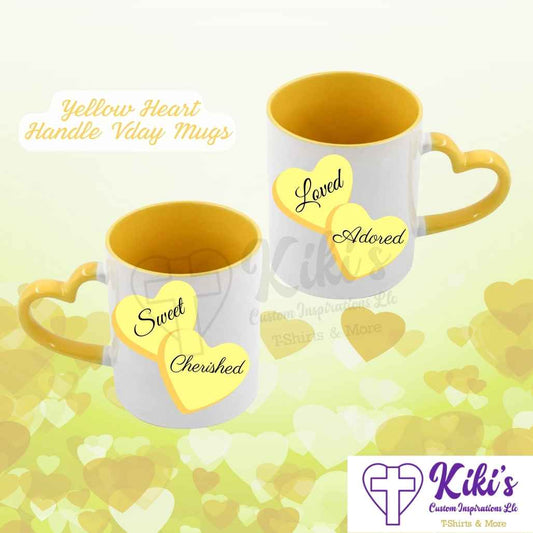 Vday Candy Yellow Heart Handle Mug - Kiki's Custom Inspirations Drinkware