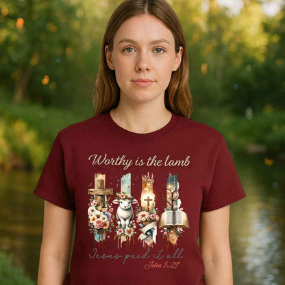 Worthy is the Lamb/Jesus Paid It All T-Shirt - Kiki's Custom Inspirations DTF T-Shirt